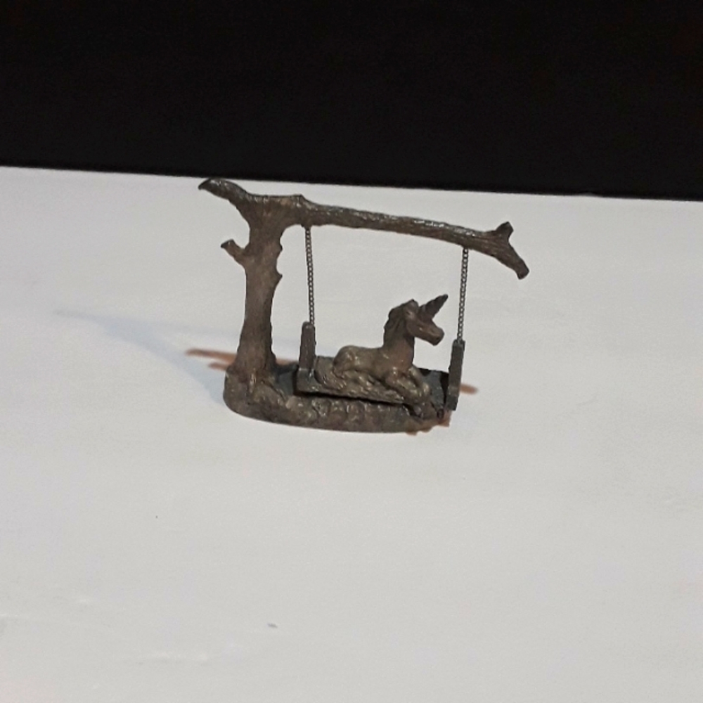 RARE SPOONTIQUES UNICORN ON SWING 399 PEWTER FIGURINE